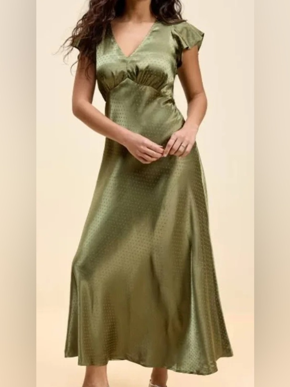 NWT! The Occasion by Old Navy Satin Flutter-Sleeve Maxi Dress -
